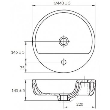 Раковина Cersanit Caspia 44 см Ring