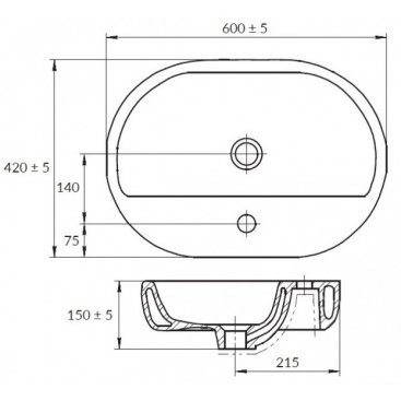 Раковина Cersanit Caspia 60 см Oval