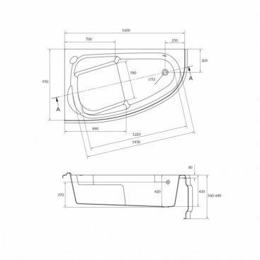 Ванна акриловая Cersanit Joanna 160 см