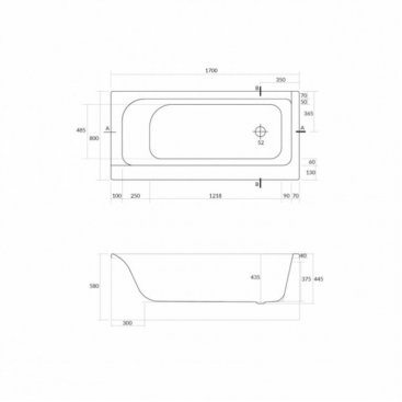 Ванна акриловая Cersanit Smart 170 см