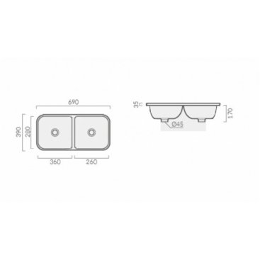 Раковина CeruttiSpa Double Dorris CT9280