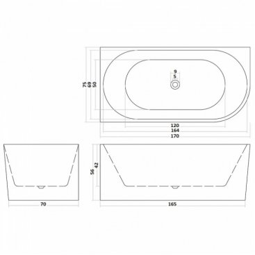 Ванна CeruttiSpa Ami CT10090 170х75