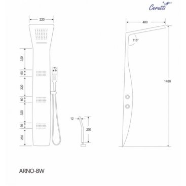 Душевая панель CeruttiSpa Arno BW CT9656