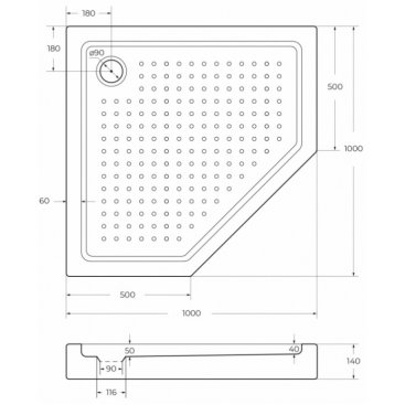 Поддон акриловый пятиугольный Cezares TRAY-A-P-100-15-W