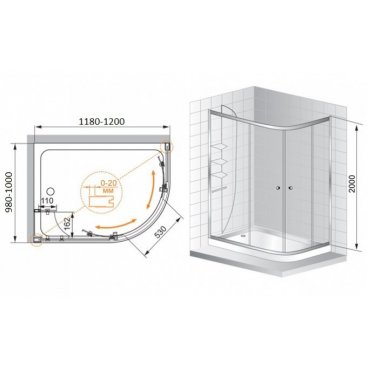 Душевой уголок Cezares ANIMA-W-RH-2-120/100