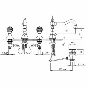 Смеситель для раковины Cezares Atlantis ATLANTIS-BLS2-02-Sw/M бронза