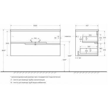 Мебель для ванной Cezares Duet-N 100-CZR-8095-100-L Bianco Lucido