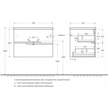 Мебель для ванной Cezares Duet-N 70-CZR-8095-70 Bianco Lucido