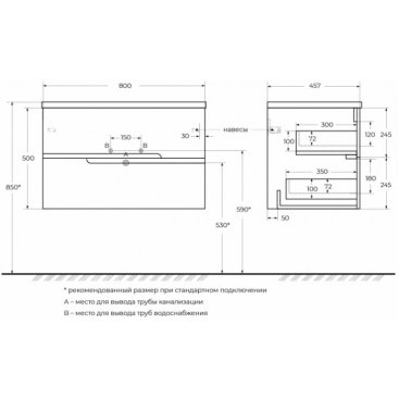 Мебель для ванной Cezares Duet-N 80-CZR-8095-80 Grafito