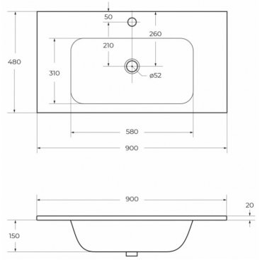 Тумба с раковиной Cezares Eco 90-CZR-900/480-LV-MR-ECO-RS156SC.3/512 Sapfiro