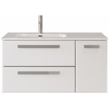 Тумба с раковиной и зеркалом Cezares Eco-CER-N 100-2C-1A-GR-CZR-8095-100-L Bianco Lucido