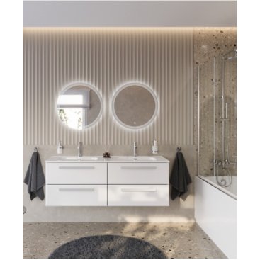 Тумба с раковиной и зеркалами Cezares Eco-CER-N 140-4C-CZR-8095-140-2-RS156SC.3/320 Bianco Lucido