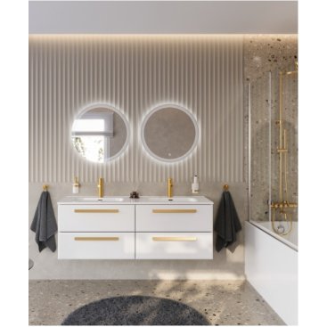 Тумба с раковиной и зеркалами Cezares Eco-CER-N 140-4C-CZR-8095-140-2-RS156SG.3/320 Bianco Lucido