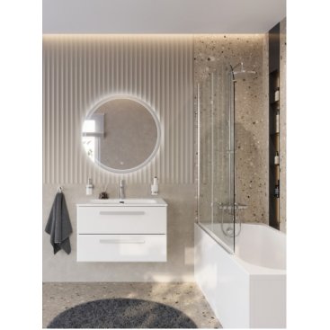 Тумба с раковиной и зеркалом Cezares Eco-CER-N 80-CZR-8073-80-RS156SC.3/320 Bianco Lucido