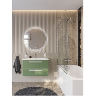 Тумба с раковиной и зеркалом Cezares Eco-CER-N 80-CZR-8073-80-RS156SC.3/320 Фисташковый Софт