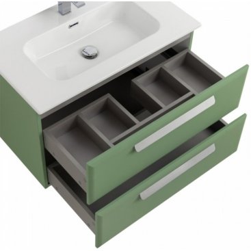Тумба с раковиной и зеркалом Cezares Eco-CER-N 80-CZR-8095-80-RS156SC.3/320 Фисташковый Софт
