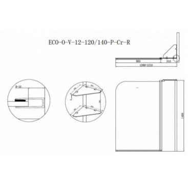 Душевая шторка на ванну Cezares ECO-O-V-12-120/140