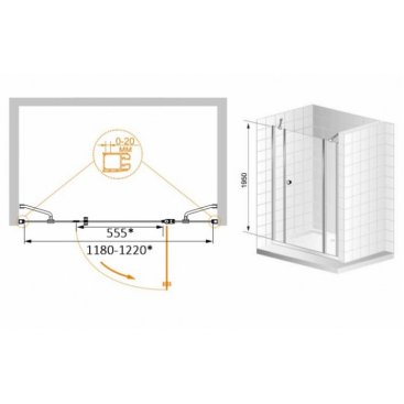 Душевая дверь Cezares ELENA-W-B-13-30-60/30