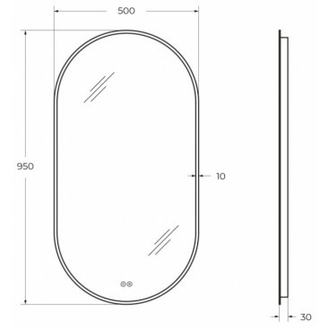 Зеркало Cezares Ellisse CZR-SPC-ELS-500-950-RGB-TCH