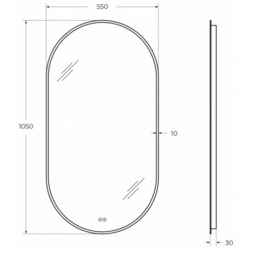 Зеркало Cezares Ellisse CZR-SPC-ELS-550-1050-RGB-TCH