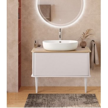 Тумба с раковиной и зеркалом Cezares Idra 98-S-RT-N Bianco Opaco