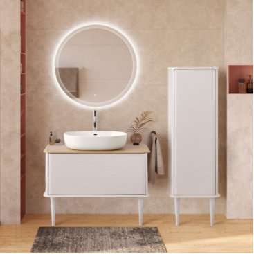 Тумба с раковиной и зеркалом Cezares Idra 98-S-RT-N Bianco Opaco