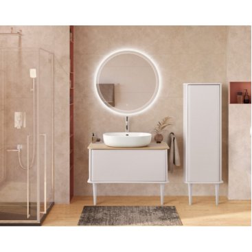Тумба с раковиной и зеркалом Cezares Idra 98-S-RT-N Bianco Opaco