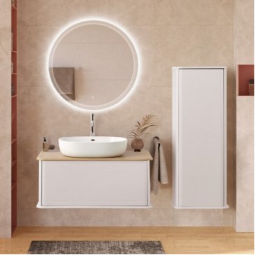 Тумба с раковиной и зеркалом Cezares Idra 98-S-RT Bianco Opaco