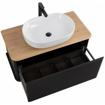 Тумба с раковиной и зеркалом Cezares Idra 98-S-RT Nero Opaco