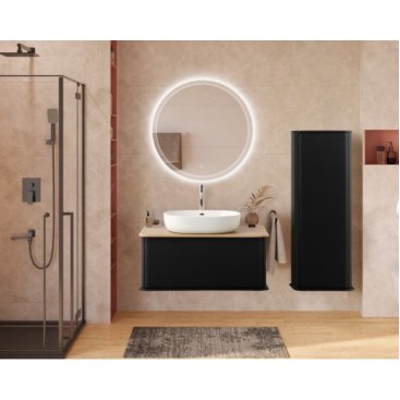 Тумба с раковиной и зеркалом Cezares Idra 98-S-RT Nero Opaco