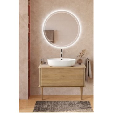 Тумба с раковиной и зеркалом Cezares Idra 98-S-RT-N Rovere Tabacco