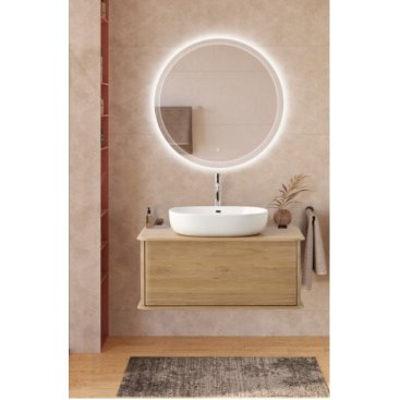 Тумба с раковиной и зеркалом Cezares Idra 98-S-RT Rovere Tabacco