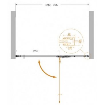 Душевая дверь Cezares LINER-B-12-90-C-NERO-R