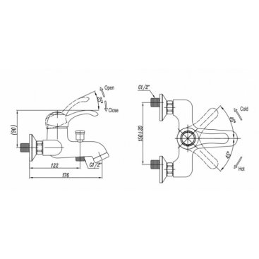 Смеситель для ванны Cezares LIRA-C-VDM1