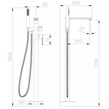 Смеситель для ванны Cezares LUX-VDP-01