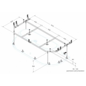 Металлический каркас для ванны Cezares METAURO-MF