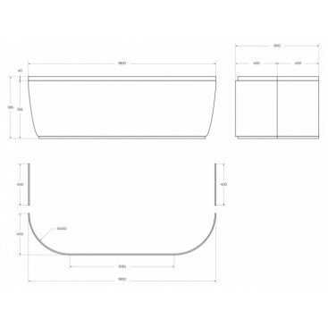 Панель передняя для ванны Cezares METAURO-Wall-180-SCR-W37