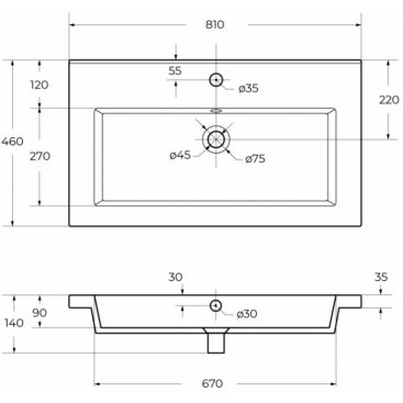 Тумба с раковиной и зеркалом Cezares Molveno 46-80-CZR-8070-80 Beton