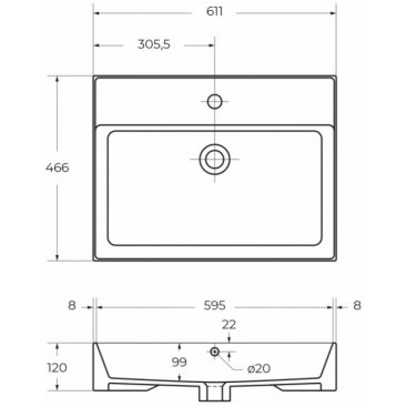 Тумба с раковиной Cezares Molveno 46-60-CZR-MIL-60-LVB Beton