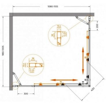 Душевой уголок Cezares MOLVENO-AH-22-110/100-C-Cr-IV