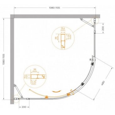 Душевой уголок Cezares MOLVENO-R-11-90+20-C-Cr-IV