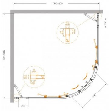 Душевой уголок Cezares MOLVENO-R-22-100+20-C-BORO-IV