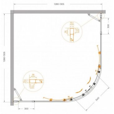 Душевой уголок Cezares MOLVENO-R-22-100+30-C-BORO-IV