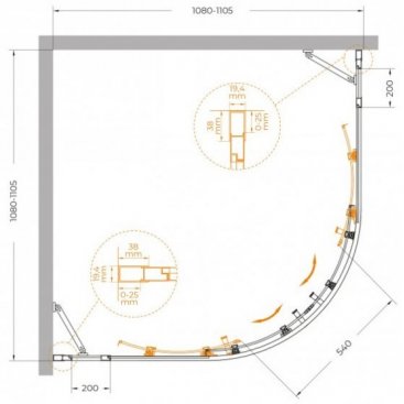 Душевой уголок Cezares MOLVENO-R-22-90+20-C-BORO-IV