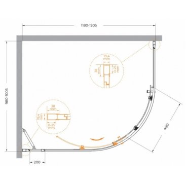 Душевой уголок Cezares MOLVENO-RH-1-120/100-C-Cr-IV