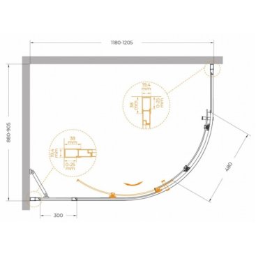 Душевой уголок Cezares MOLVENO-RH-1-120/90-C-BORO-IV