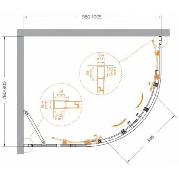 Душевой уголок Cezares MOLVENO-RH-2-100/80-P-Cr