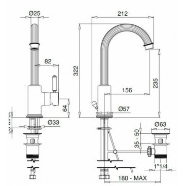 Смеситель для раковины Cezares OLIMP-LSM2-03/24-L