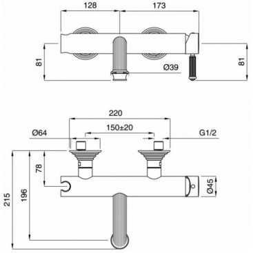 Смеситель для ванны Cezares OLIMP-VM-03/24-L