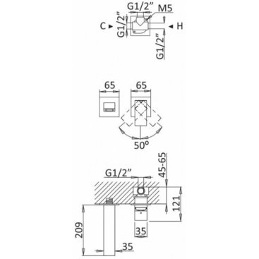 Смеситель для раковины Cezares PORTA-BLI2-01-W0